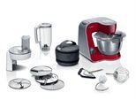 BOSCH Küchenmaschine "Serie 4 MUM5X720, integr. Waage, Durchlaufschnitzler, Mixer, rot", rot (deep rot, silber), B:28cm H:28,2cm T:27,1cm, Küchenmaschinen, 3 Scheiben, Schüssel, Knethaken/Rühr-/Schlagbesen, spülmaschinenfest, Küchenmaschine