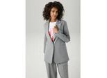 Longblazer ANISTON CASUAL, Damen, Gr. 38, grau (hellgraumeliert), Milano Rib, Obermaterial: 68% Polyester, 28% Viskose, 4% Elasthan. Futter: 100% Polyester, meliert, lässig geschnitten Po-bedeckend, Blazer Longblazer, mit Reverskragen