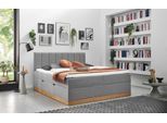 Boxbett HOME AFFAIRE "Frappelle inkl. Bettkasten, erhältlich in der Größe 180x200cm, H3", grau, B:182cm L:210cm, Stoffbezug Nordic (100% Polyester), Komplettbetten, Boxbett, inkl. PUR-Schaum-Topper