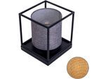 NÄVE Tischleuchte "Beta", schwarz, 1, H: 17cm, 1 Stk., Leuchten, Würfelform, Metall schwarz, Textilschirm grau, Kippschalter, 1x E14, Tischleuchte