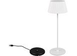 LED Außen-Tischleuchte REALITY LEUCHTEN "SUAREZ", weiß (weiß matt), H:39,1cm Ø:13,5cm, Leuchten, LED Außen-Tischleuchte, Outdoor Akku Tischlampe inkl Ladestation USB-C, Touch-Dimmer Höhe 39cm
