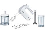 BOSCH Handmixer "Styline MFQ4080, Edelst. Rührbesen/Knethaken, Mixfuß, 5 Stufen, weiß", bunt (weiß, silberfarben), Mixer, Zerkleinerer, Turbotaste, leichtes Gehäuse, Made in Europe, Handmixer