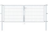 Zaundoppeltür ALBERTS "Flexo", silber (silberfarben), B:250cm H:100cm, Stahl, Tore, Zaundoppeltür, 250 cm Breite, in versch. Höhen