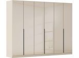 Drehtürenschrank OTTO HOME "Kleiderschrank Kleiderschränke Schrank Garderobe AGORDO mit Glasfront", beige (beige, glas beige (champagner)), B:271cm H:210cm T:54cm, Holzwerkstoff, Schränke, Drehtürenschrank, durchdachte Innenausstattung, in 8 Breiten und 2 Höhen MADE IN GERMANY
