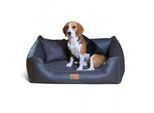 Tierlando ® MADDOX VIP Orthopädisches Hundebett VISCO Velours Kunstleder S - XXL schwarz/ graphit 1 m, 25 cm, 75 cm