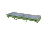 eurokraft pro Stahl-Auffangwanne mit Randprofilierung, für 4 x 200-l-Fässer, LxB 2400 x 800 mm, grün RAL 6011