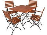 Garten-Essgruppe GARDEN PLEASURE "WIEN", braun (braun, braun, schwarz), B:180cm H:89cm T:180cm, FSC-zertifiziertes Massivholz, Stahl, Sitzmöbel-Sets, Garten-Essgruppe