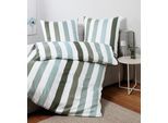 Bettwäsche JANINE "J. D.", grün (salbeigrün), B/L: 140cm x 200cm, 1 Stk., 1 Stk., Mako-Satin, B/L: 90cm x 70cm, Mako-Satin, Obermaterial: 100% Baumwolle, Bettwäsche, Bettwäsche, mit Reißverschluss