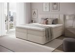 Boxspringbett HOME AFFAIRE "Bellissimo, Doppelbett, Polsterbett, Federkernbett, Komforbett", beige (weiß), B:165cm L:215cm, 100% PES, Komplettbetten, Boxspringbett, inkl. 9cm Topper, 5-Zonen-Taschen-Federkernmatratze, Härtegrad 3