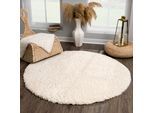 Hochflor-Teppich SANAT "Porto", beige (creme), H:45mm Ø:150cm, Kunstfaser, Teppiche, Wohnzimmer, Langflor, Shaggy Teppich