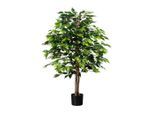 Kunstpflanze, Braun, Grün, Schwarz, Kunststoff, Naturmaterialien, 120 cm, inkl. Topf, mit Naturstamm, Dekoration, Blumen & Zubehör, Kunstpflanzen