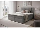 Boxspringbett HOME AFFAIRE "Bellissimo, Doppelbett, Polsterbett, Federkernbett, Komforbett", grau, B:185cm L:215cm, 100% PES, Komplettbetten, Boxspringbett, inkl. 9cm Topper, 5-Zonen-Taschen-Federkernmatratze, Härtegrad 3
