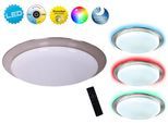 NÄVE LED Deckenleuchte "Turin", weiß, 1, Ø 35cm H: 8cm, 1 Stk., Leuchten, Schirm Kristalleffekt, Nachtlicht, CCT, RGB Rahmenbeleucht., dimmbar, LED Deckenleuchte