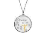Kette mit Anhänger ENGELSRUFER "Glaslinse Engel", gold (silberfarben, gelbgoldfarben, kristallweiß), Halsketten, Damen, Glas Silber 925 (Sterlingsilber), L: 50 B: 1,42mm, Glas, Silber 925 (Sterlingsilber), Made in Germany - mit Zirkonia (synth.), B:1,42mm