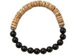 Armband FIRETTI "Schmuck Geschenk Armschmuck Armkette Edelstein Perlen", braun (schwarz, braun, schwarz, braun), Armbänder, Damen, 19,5cm, Materialmix, Armband, Made in Germany - mit Onyx, Kokosnuss