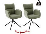 4-Fußstuhl MCA FURNITURE "MARIN Esszimmerstuhl (2er Set) - Stuhl", grün (olive, schwarz, olive), B:61cm H:91cm T:66cm, Polyester, Stühle, 360 drehbar, Metall schwarz, beweglichen Rücken, belastbar 120 kg