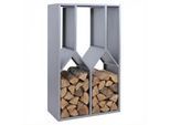 Brennholzlager MCW-P76, Kamin-/Feuerholzregal Holzlager Holzunterstand Outdoor Metall 160x95x50cm ~ grau