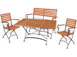 Garten-Essgruppe GARDEN PLEASURE "WIEN", braun (braun, schwarz, braun, schwarz), B:290cm H:89cm T:150cm, FSC-zertifiziertes Massivholz, Stahl, Sitzmöbel-Sets, Garten-Essgruppe, mit praktischer Klappfunktion