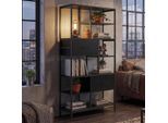 Regal MCW-P11, Regalschrank Bücherregal Standregal, Schubladen Industrial MDF Metall Melamin 150x81x33cm ~ schwarz
