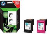 HP Tintenpatrone "Hp original Druckerpatrone 301 Combo Black + C/Y/M", bunt (cyan, gelb, magenta), Tintenpatronen, 3 Probemonate gratis* drucken, Tintenpatrone