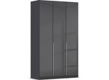 Drehtürenschrank OTTO HOME "Kleiderschrank Kleiderschränke Schrank Garderobe AGORDO mit Glasfront", grau (graumetallic, glas basalt), B:136cm H:229cm T:54cm, Holzwerkstoff, Schränke, Drehtürenschrank, durchdachte Innenausstattung, in 8 Breiten und 2 Höhen MADE IN GERMANY
