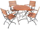 Garten-Essgruppe GARDEN PLEASURE "WIEN", braun (braun, braun, schwarz), B:180cm H:89cm T:180cm, FSC-zertifiziertes Massivholz, Stahl, Sitzmöbel-Sets, Garten-Essgruppe