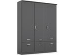 Kleiderschrank RAUCH "Kleiderschrank Schrank Garderobe deckenhoher Schrank BREMEN", grau (graumetallic), B:136cm H:199cm T:58cm, Holzwerkstoff, Schränke, Kleiderschrank, in vielen Farbvariationen, inkl. Kranzblende MADE IN GERMANY