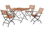 Garten-Essgruppe MERXX "Schloßgarten", braun, B:57cm H:85cm T:60cm, FSC-zertifiziertes Massivholz, Sitzmöbel-Sets, Garten-Essgruppe, 4 Klappsessel mit Tisch