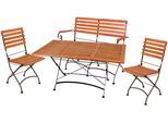 Garten-Essgruppe GARDEN PLEASURE "WIEN", braun (braun, schwarz, braun, schwarz), B:290cm H:89cm T:150cm, FSC-zertifiziertes Massivholz, Stahl, Sitzmöbel-Sets, Garten-Essgruppe, mit praktischer Klappfunktion