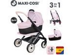 Kombi-Puppenwagen SMOBY "Maxi-Cosi Puppenwagen 3-in-1", rosa, Puppenwagen, KinderB:38,5cm H:64cm T:54,5cm, Kunststoff, Kombi-Puppenwagen, Made in Europe, B:38,5cm H:64cm T:54,5cm