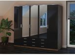 Kleiderschrank PRIESS "Amsterdam, viel Stauraum durch viele Schubkästen", schwarz (astkernbuche, schwarz), B:230cm H:193cm T:56cm, Holzwerkstoff, Schränke, Kleiderschrank, mit oder ohne LED-Beleuchtung