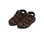 Sandale GEOX "UOMO SANDAL STRADA C", Herren, Gr. 45, braun (dunkelbraun, schwarz), Lederimitat, Textil, Schuhe Sandale, Sommerschuh, Klettschuh, Outdoorsandale, mit Lederfußbett