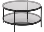 Couchtisch ACTONA GROUP "Bayern", grau (grau, schwarz, grau), B:75cm H:42cm T:75cm, Tische, Couchtisch, Rauchfarbene Glastischplatte, Metallgestell, Ablageboden, runde Form