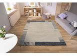 Teppich OCI DIE TEPPICHMARKE "CASTLE FLORA, auch als Läufer und in rund", blau, B:140cm H:20mm L:200cm, Polypropylen (PP), Teppiche, Teppich, dichter Frisé Kurzflor, farbiger Bordüre, Wohnzimmer, Schlafzimmer