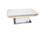 Livetastic Couchtisch, Weiß, Eiche, Metall, Holzwerkstoff, 2 Schublade(n) Schubladen, rechteckig, Sockel, 70x49.5-77.5x130 cm, höhenverstellbar, einfacher Aufbau, Wohnzimmer, Wohnzimmertische, Couchtische, Couchtische höhenverstellbar
