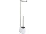 WC-Garnitur WENKO "Adrada", weiß, B:13cm H:72cm L:9,5cm, Edelstahl, Keramik, Reinigungsbürsten, WC-Garnitur, Keramik