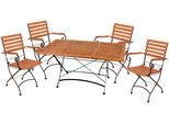 Garten-Essgruppe GARDEN PLEASURE "WIEN", braun (braun, schwarz, braun, schwarz), B:290cm H:89cm T:150cm, FSC-zertifiziertes Massivholz, Stahl, Sitzmöbel-Sets, Garten-Essgruppe, mit ausziehbarem Tisch