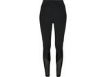 Leggings URBAN CLASSICS "Urban Classics Damen Ladies Highwaist Mixed Tech Leggings", Damen, Gr. XS, US-Größen, schwarz, schwarz, 80% Polyamid, 20% Elasthan, unifarben, slim fit, Hosen Leggings