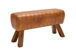 Livetastic Hockerbank, Braun, Holz, Leder, Echtleder, Ziegenleder, Mangoholz, massiv, Lederoptik, 90x46x30 cm, Typenauswahl, Esszimmer, Bänke, Sitzbänke