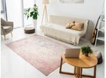 Teppich OCI DIE TEPPICHMARKE "TOP SABINA", rosa (rosa, creme), B:200cm H:7mm L:290cm, Polypropylen (PP), Teppiche, Teppich, 3-D Hoch Tief Optik, mit Fransen, Wohnzimmer