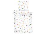 Bettwäsche APELT "Kleks", mehrfarbig, B/L: 155cm x 220cm, 1 Stk., 1 Stk., Satin (Bio-Baumwolle), B/L: 80cm x 80cm, 2 tlg., Satin (Bio-Baumwolle), Obermaterial: 100% Baumwolle, Bettwäsche, Bettwäsche, Bettwäsche-Set mit Reißverschluss, Baumwoll-Satin, Digitaldruck