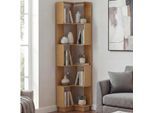 Eck-Bücherregal MCW-P53, Eckregal Standregal Wohnregal, 5 Ebenen MDF Melamin 175x40x40cm ~ Bambus-Optik