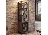Bücherregal MCW-P13, Standregal Drehregal, Rollen drehbar Tür, Metall Industrial Melamin MVG 162x40x42cm ~ braun