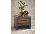 Nachtkommode HOME AFFAIRE "BROOKLYN", grau (matera), B:54cm H:44cm T:43cm, Sideboards, in dekorativer Rahmenoptik