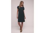 Jerseykleid STREET ONE, Damen, Gr. 42, EURO-Größen, deep bound grün, Jersey, 73% Viskose, 24% Polyester, 3% Elasthan, unifarben, normal normal, Rundhals, Bündchen, Kleider Jerseykleid, knielang