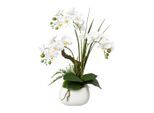 Möbelix , Grün, Weiß , Keramik , 46 cm , inkl. Topf, Real-Touch-Oberfläche , Dekoration, Blumen & Blumentöpfe, Kunstblumen