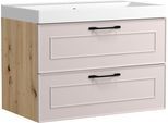 Waschtisch WELLTIME "CADIZ, Waschtisch", kaschmir, B:80cm H:58,5cm T:46cm, Waschtische, Waschtisch, Kaschmir, Landhaus-Optik, schwarze Aktzente
