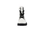 Stiefel TOM TAILOR "Tom Tailor Tall Boots", Jungen, Gr. 32, schwarz-weiß (weiß), Polyurethan, unifarben, Schuhe Stiefel