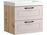 Waschtisch WELLTIME "CADIZ, Waschtisch", rosa (kaschmir), B:60cm H:58,5cm T:46cm, Waschtische, Waschtisch, Kaschmir, Landhaus-Optik, schwarze Aktzente