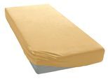 Spannbettlaken BELLANA "bellana Melone, 100% Baumwolle, Jersey, bügelfrei", beige (weizen), L:200cm, Mako-Jersey, Obermaterial: 100% Baumwolle, Bettlaken, Spannbettlaken, reine Baumwolle, Spannbetttuch für Matratzen bis 25cm Höhe